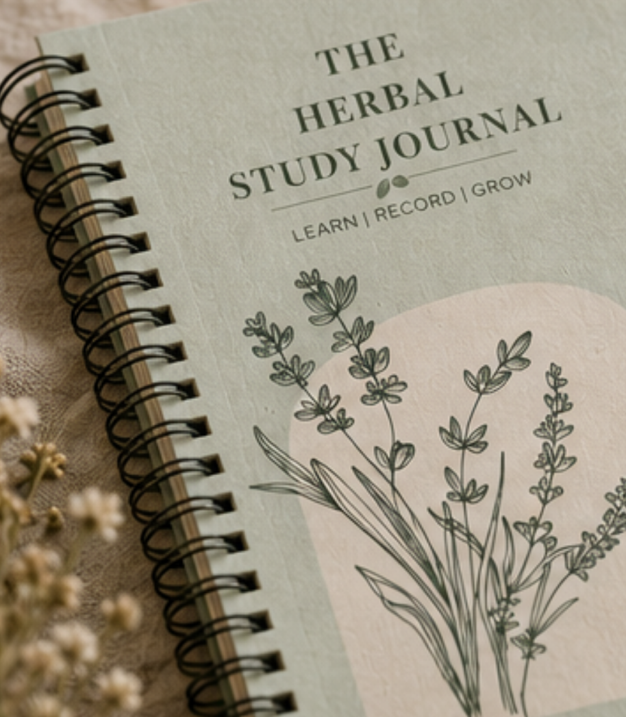 Spiral bound herbal study journal with botanical inspired cover artwork